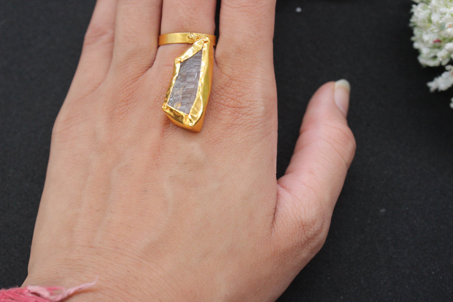 Golden Ring With Semi Precious Stone