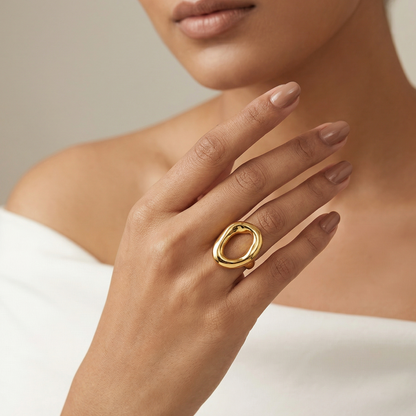 Golden Oval Shape Ring