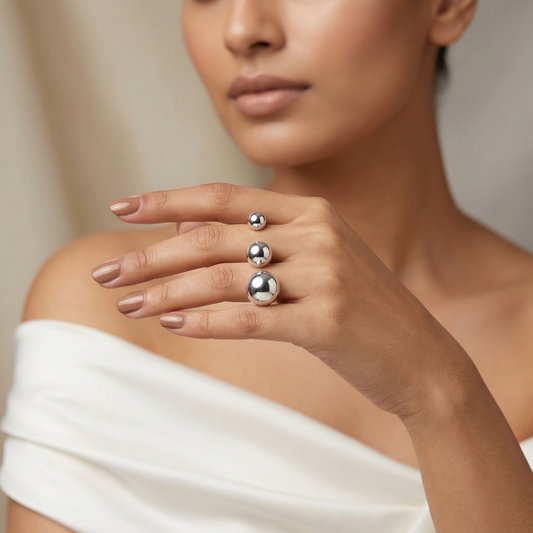 Triple Ball Free Size Ring