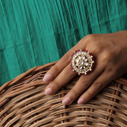 Kundan Cocktali Adjustable Ring