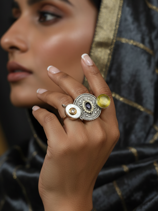 Silver Sapphire Stone Ring