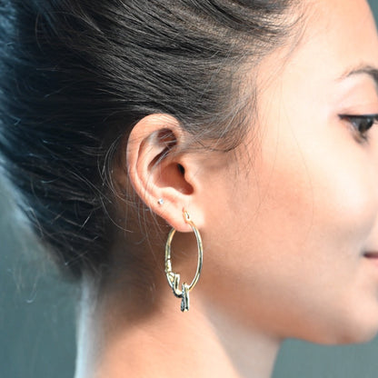 Snake Black Gold Copper Hoop Earring