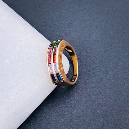 Invisible Multi Color Baguette Ring