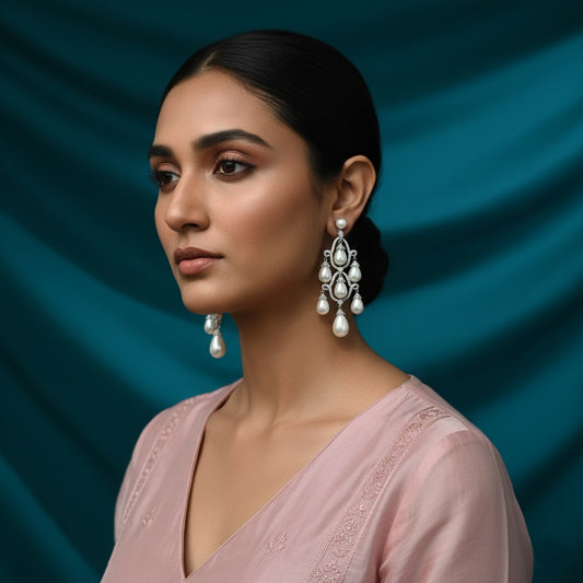Elegant Long Pearl Drop Earrings for Women