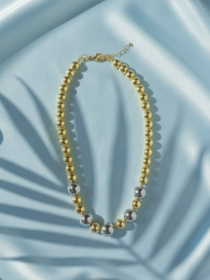 Silver & Golden Mix Glossy Balls Neckpiece