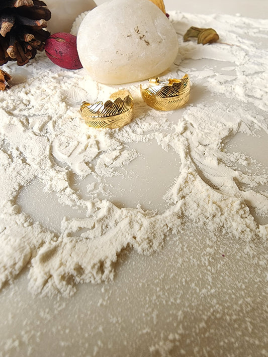 Gold Leaves Hoops Earring