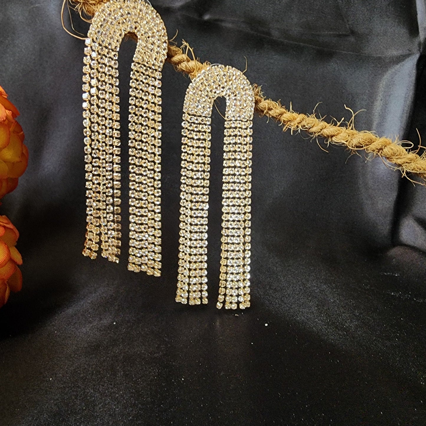 Gold Stone Long Earring