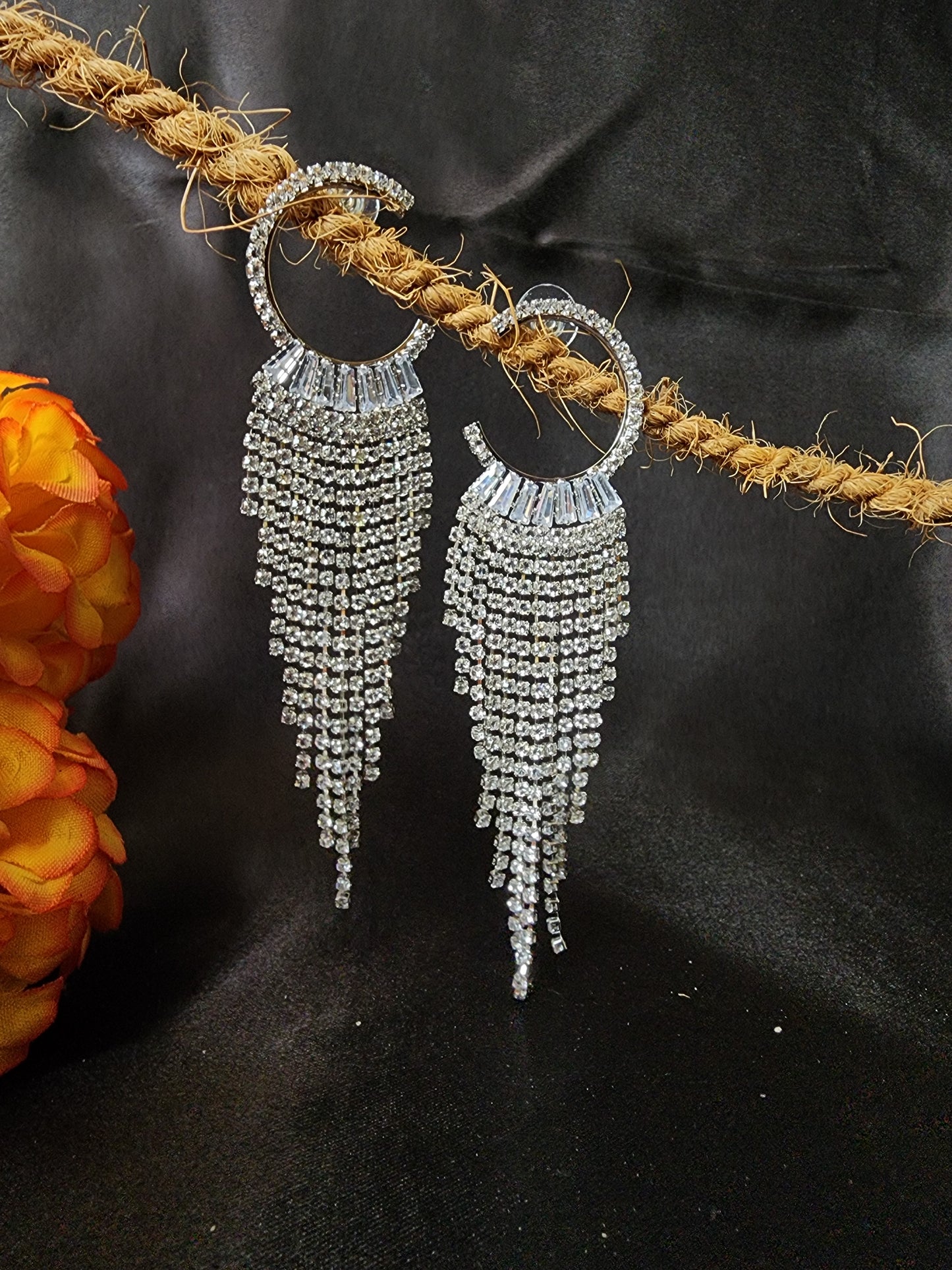 Silver Toned Contemporary Drop Earring