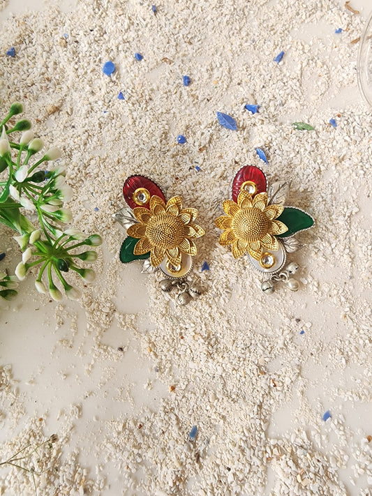 Silver Flower Designer Stud Earring