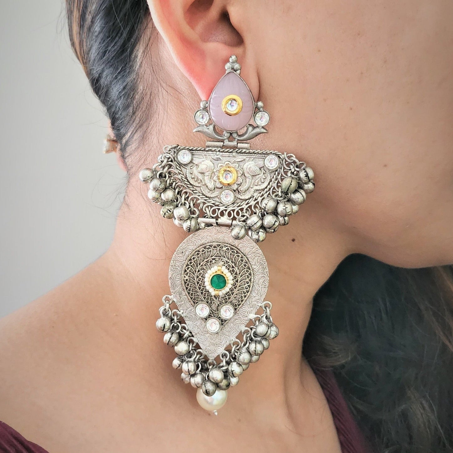 Chandelier And Pan Shape Earring