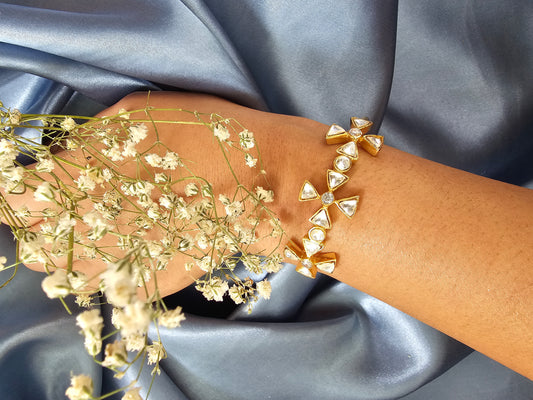 Golden Flower Design Bracelet