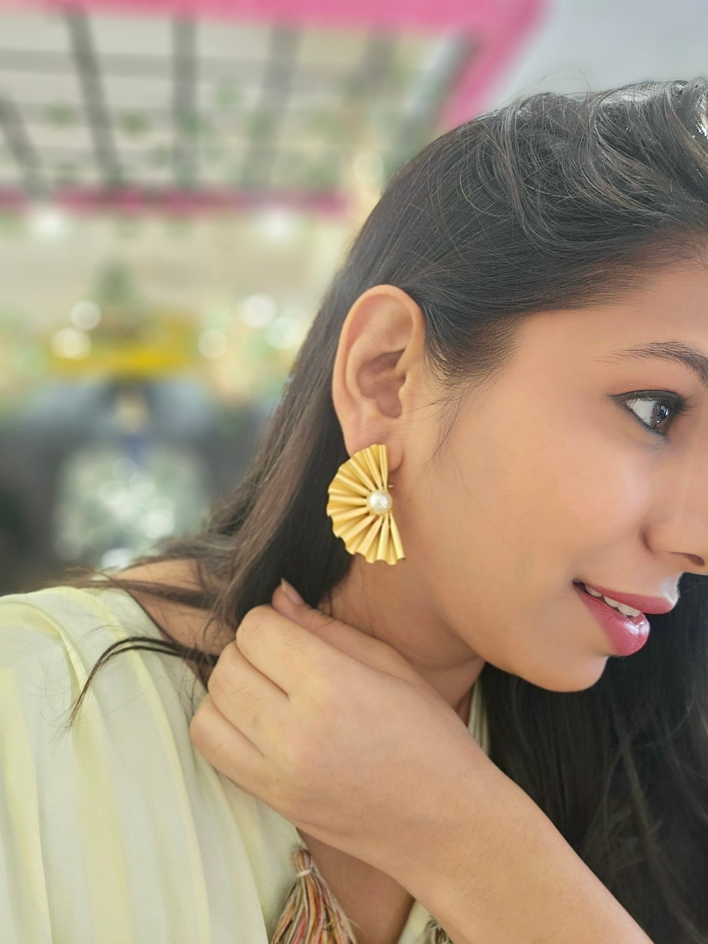 Golden Flower Earring