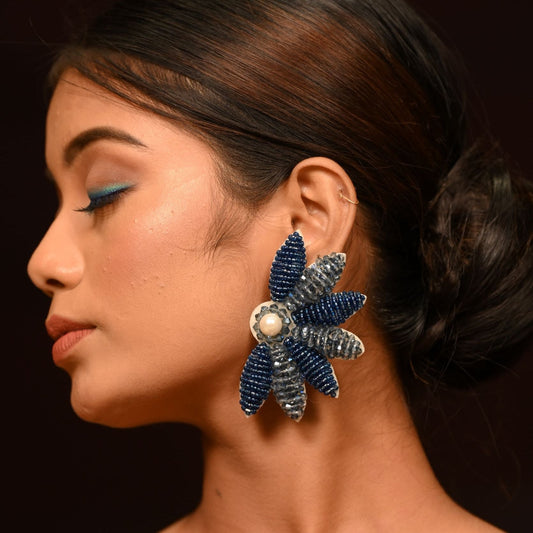 Blue Beads Butterfly Design Earring