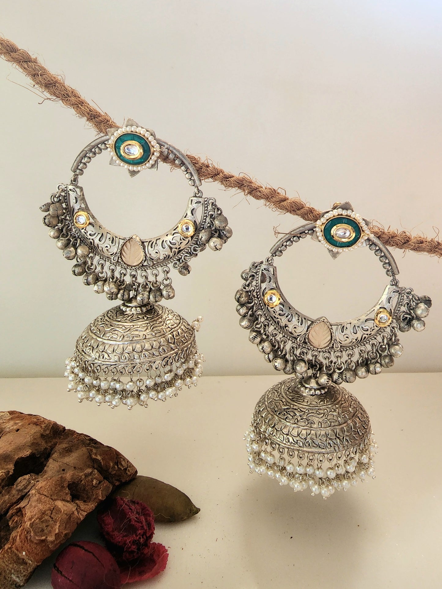 Statement Long Earring With Big Jhumka