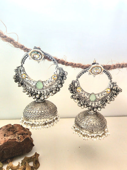 Statement Long Earring With Big Jhumka