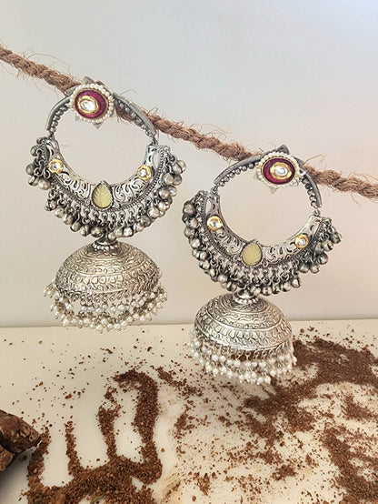 Statement Long Earring With Big Jhumka