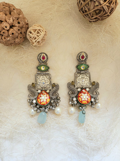 Statement Long Meenakari Earring