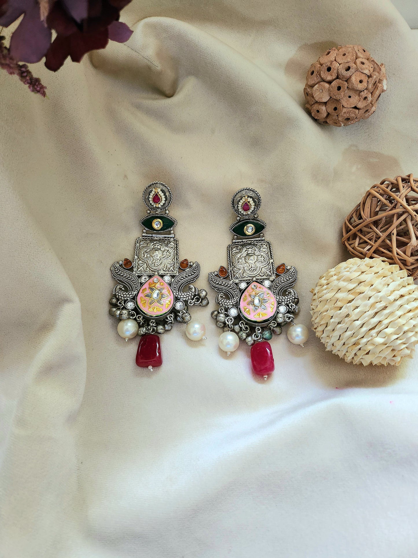 Statement Long Meenakari Earring