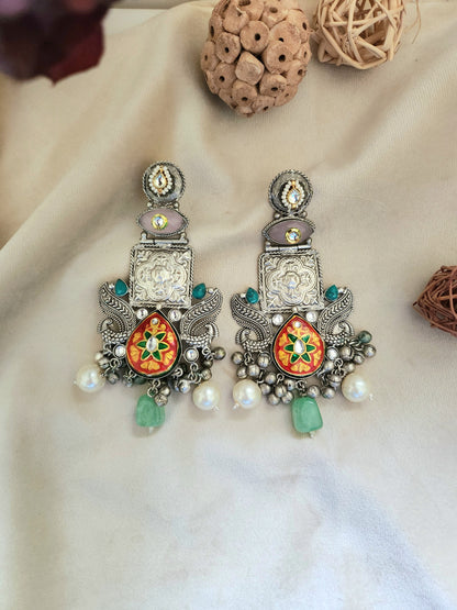 Statement Long Meenakari Earring