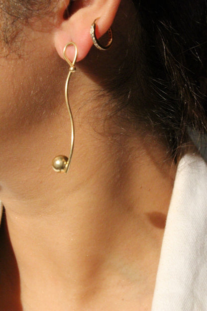 Golden long Sleek Drop Earring - The Bling Girll