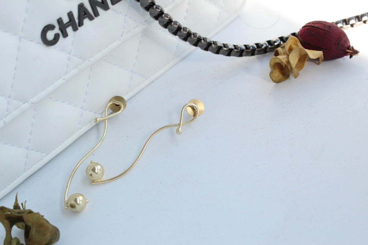 Golden long Sleek Drop Earring - The Bling Girll