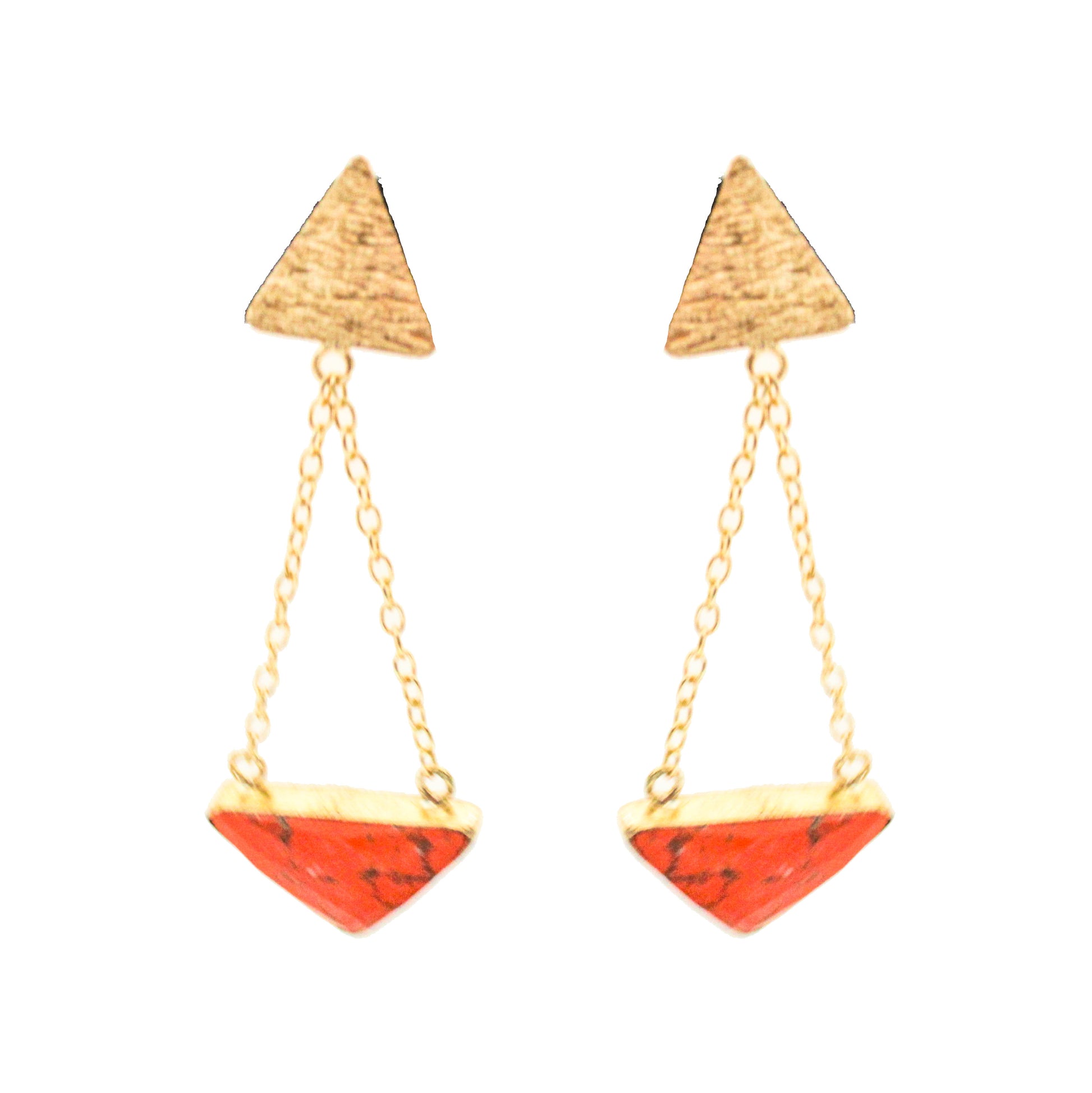 Gold and orange minimal earring - The Bling Girll