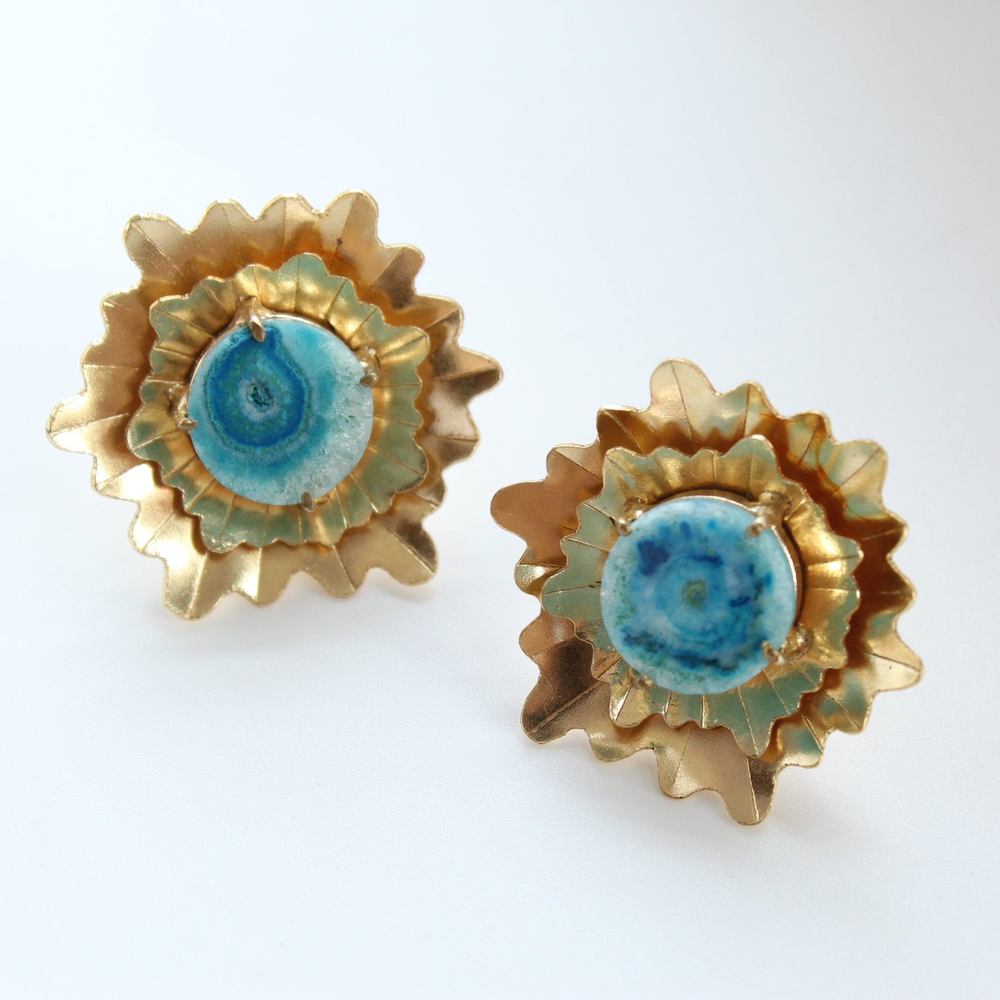 Semi Precious Agate Stone stud Earring - The Bling Girll