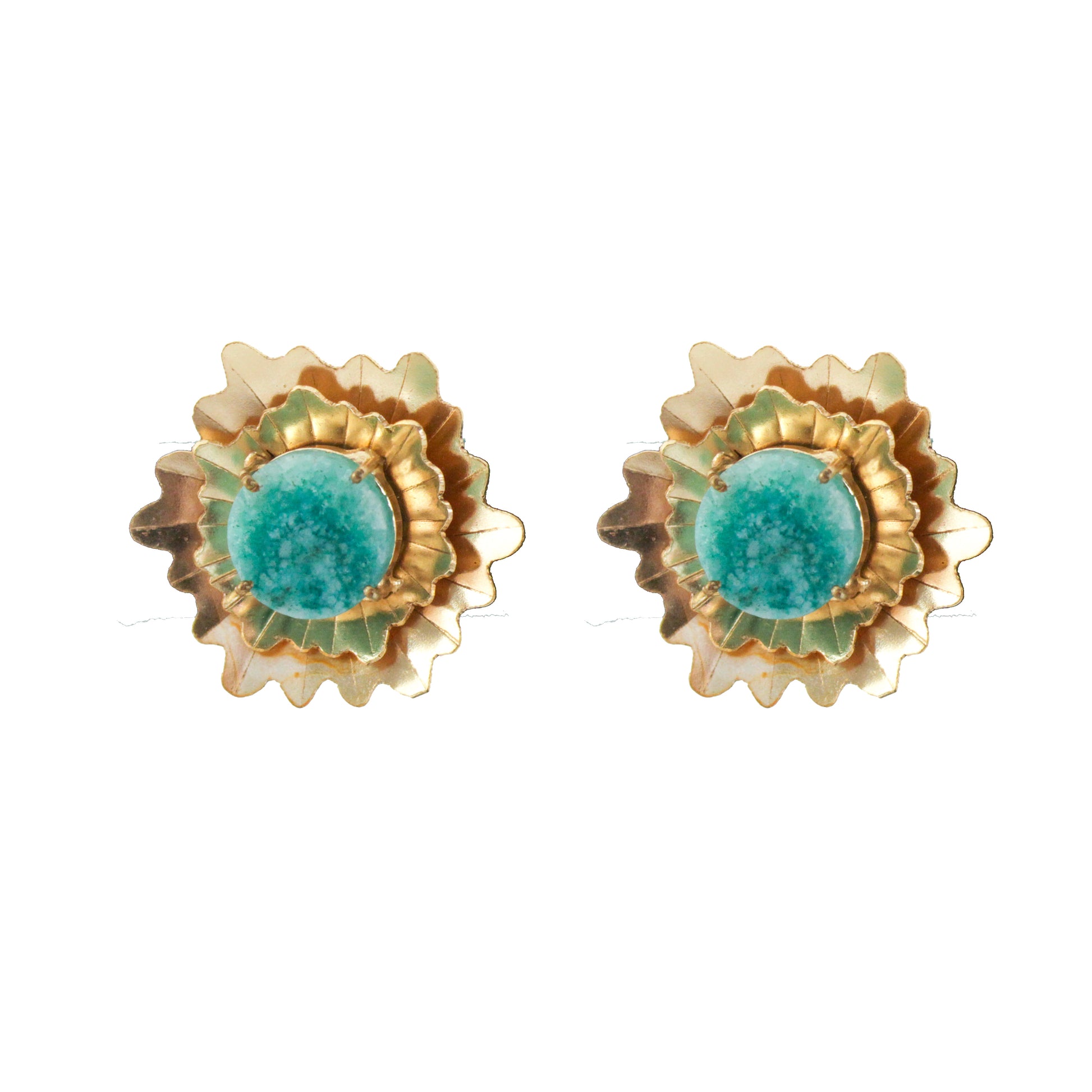 Semi Precious Agate Stone stud Earring - The Bling Girll