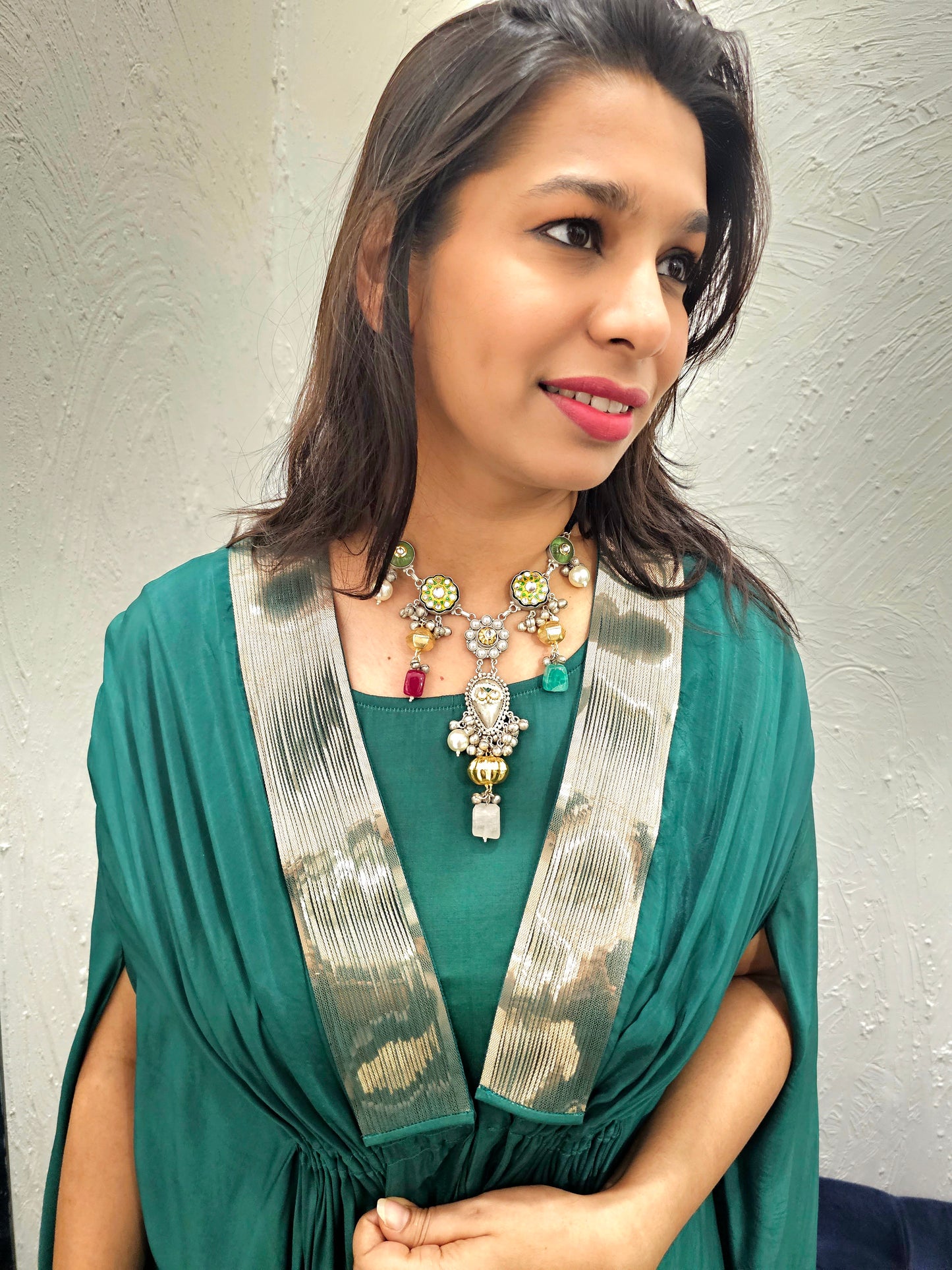 Silver Choker With Mix Stone