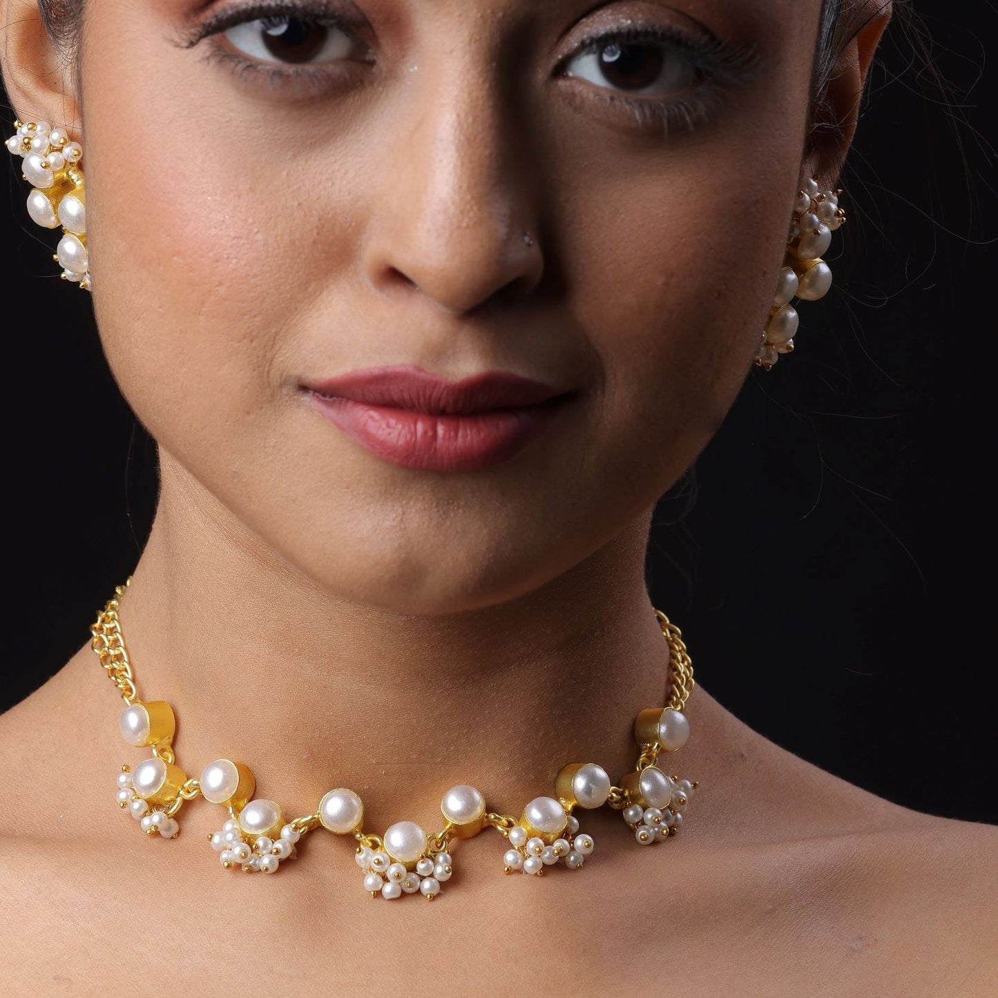 Gold Plated Pearl Studded Neckpiece