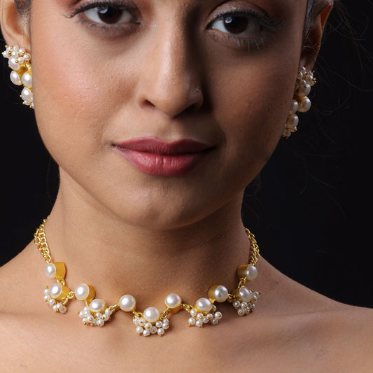 Gold Plated Pearl Studded Neckpiece