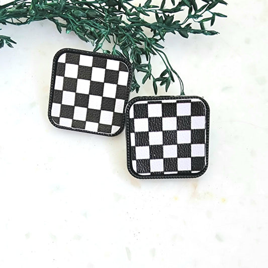 Black White Square Stud