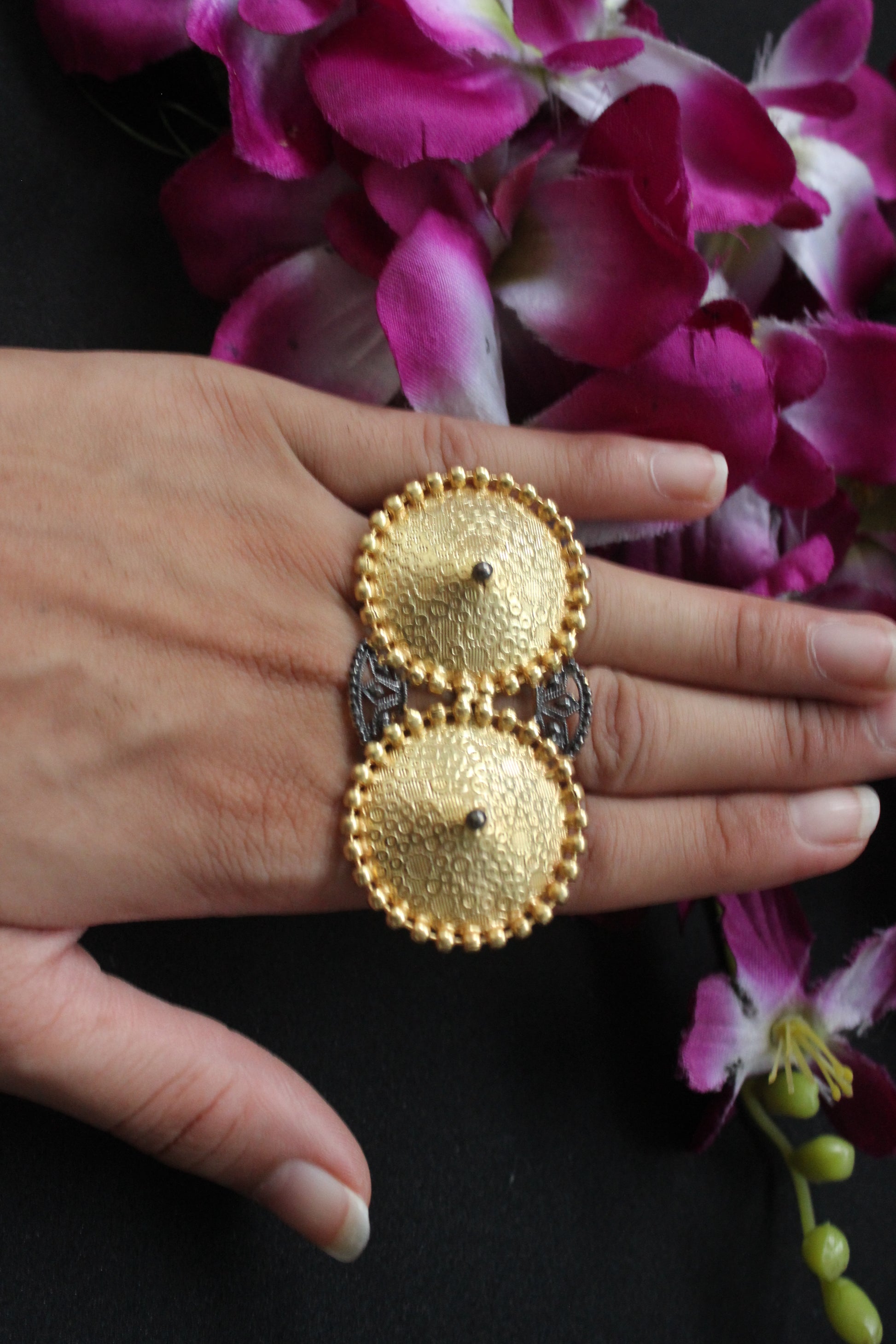 Ethnic Gold Finish Ring - The Bling Girll