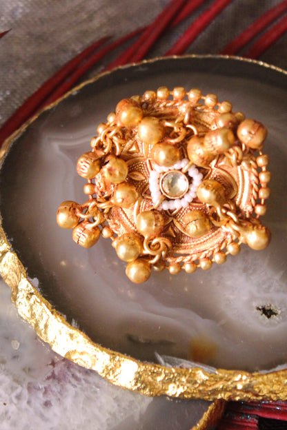 Statement Gold finish ring with Motif