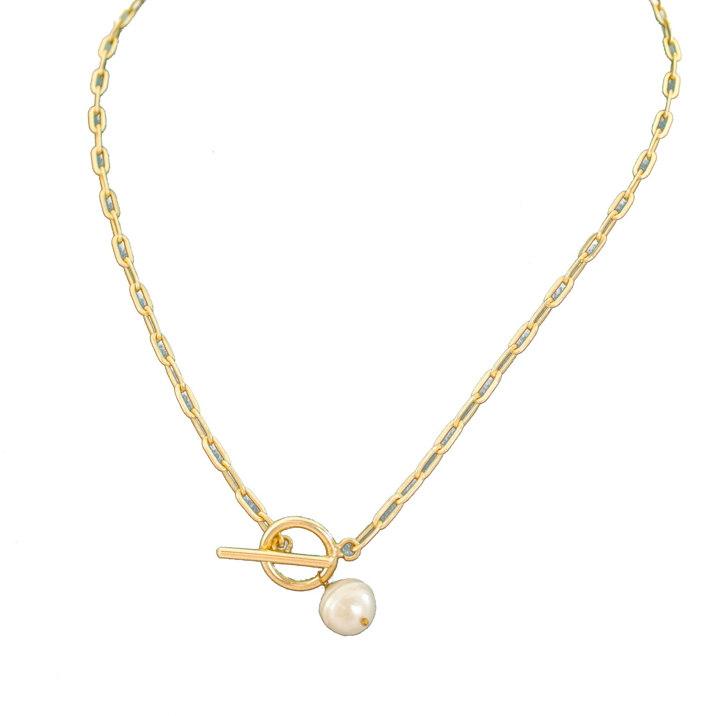 Sparkling Golden Neckpiece with Pearl Charm - The Bling Girll