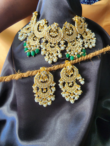 Pearl Kundan Choker Neckpiece Set