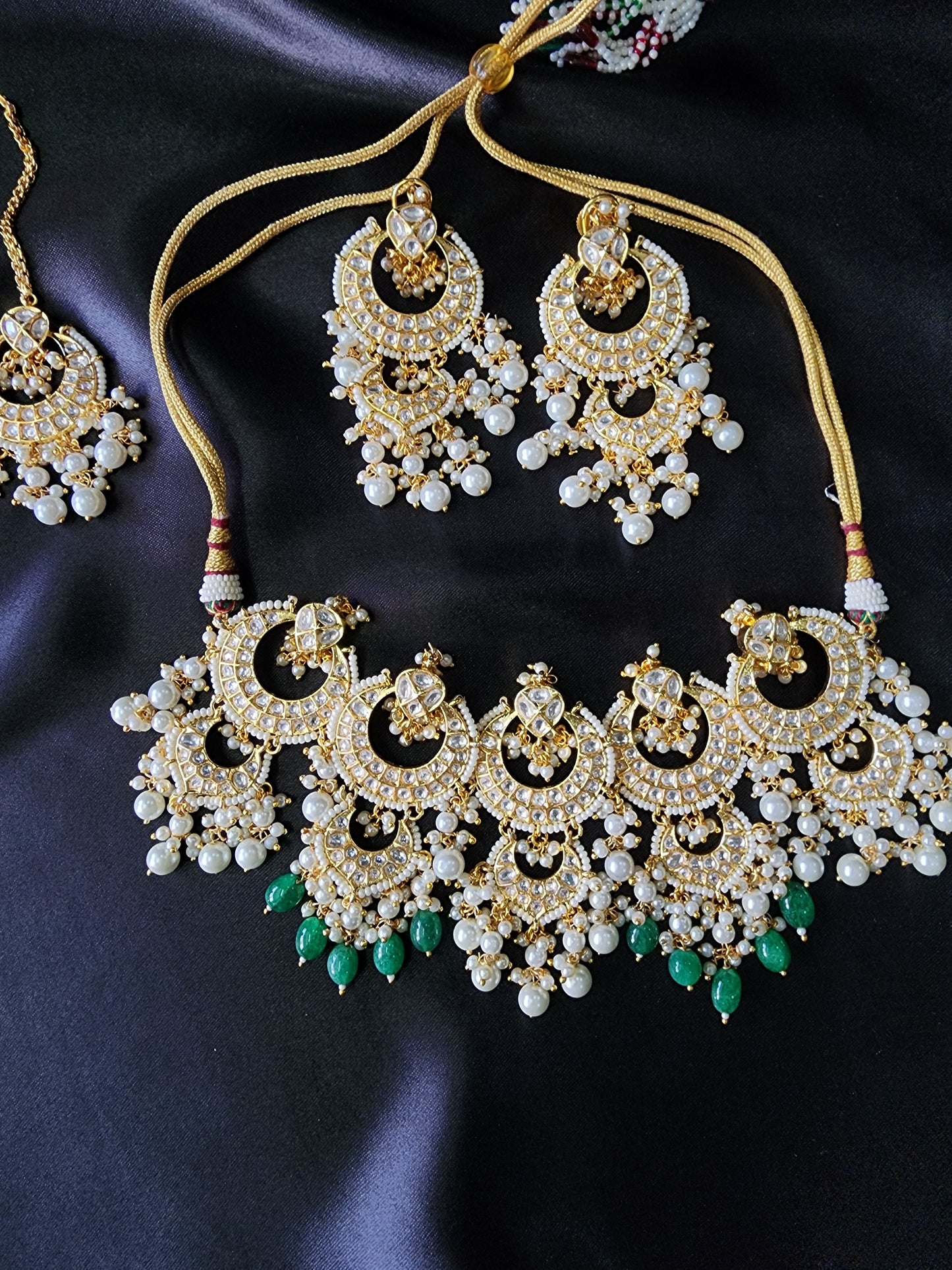 Pearl Kundan Choker Neckpiece Set