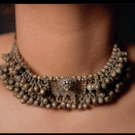 Statement Silver Choker Neckpiece With ghungroo - The Bling Girll